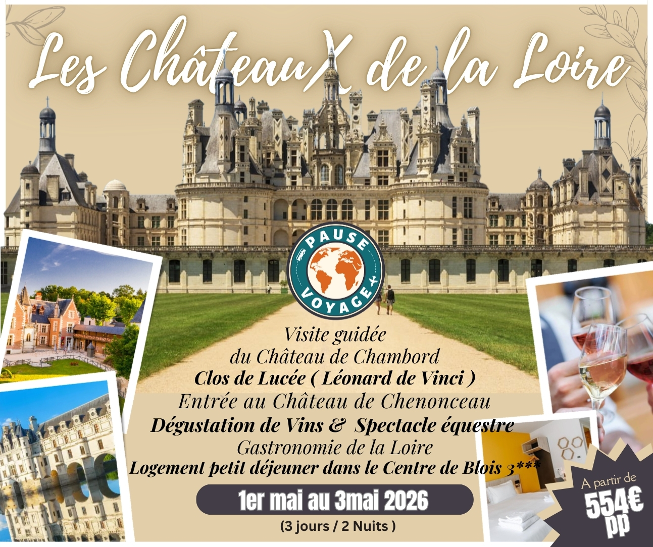 Châteaux de la loire au départ de Mons 
