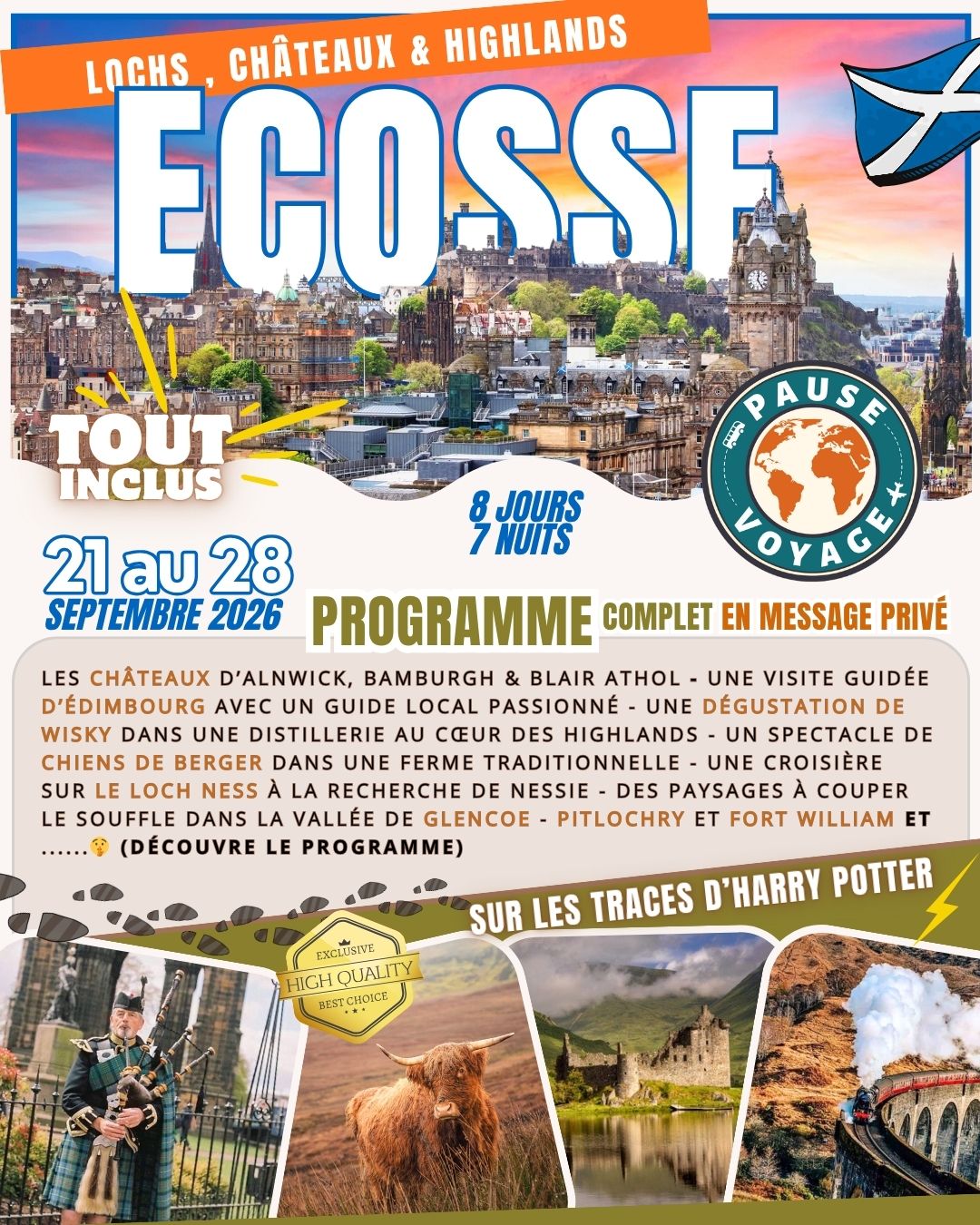 Séjour en Ecosse - 8 jours par Pause Voyage - Ecosse septembre 2026 - Roadtrip en Ecosse