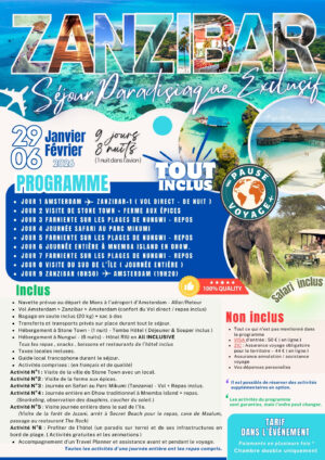 ZANZIBAR - Séjour Paradisiaque - TOUT INCLUS  - 20/01/26 au 07/02/2026