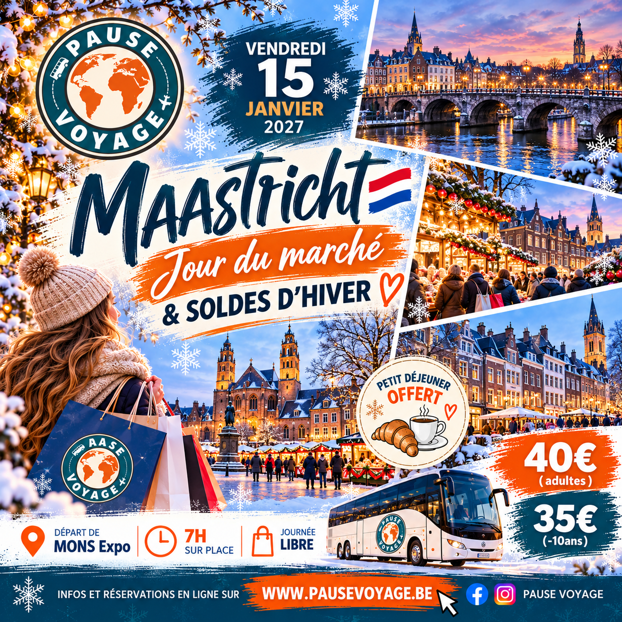 Maastricht - Vendredi 15 janvier 2027 - Solde d'hiver + Jour du marché